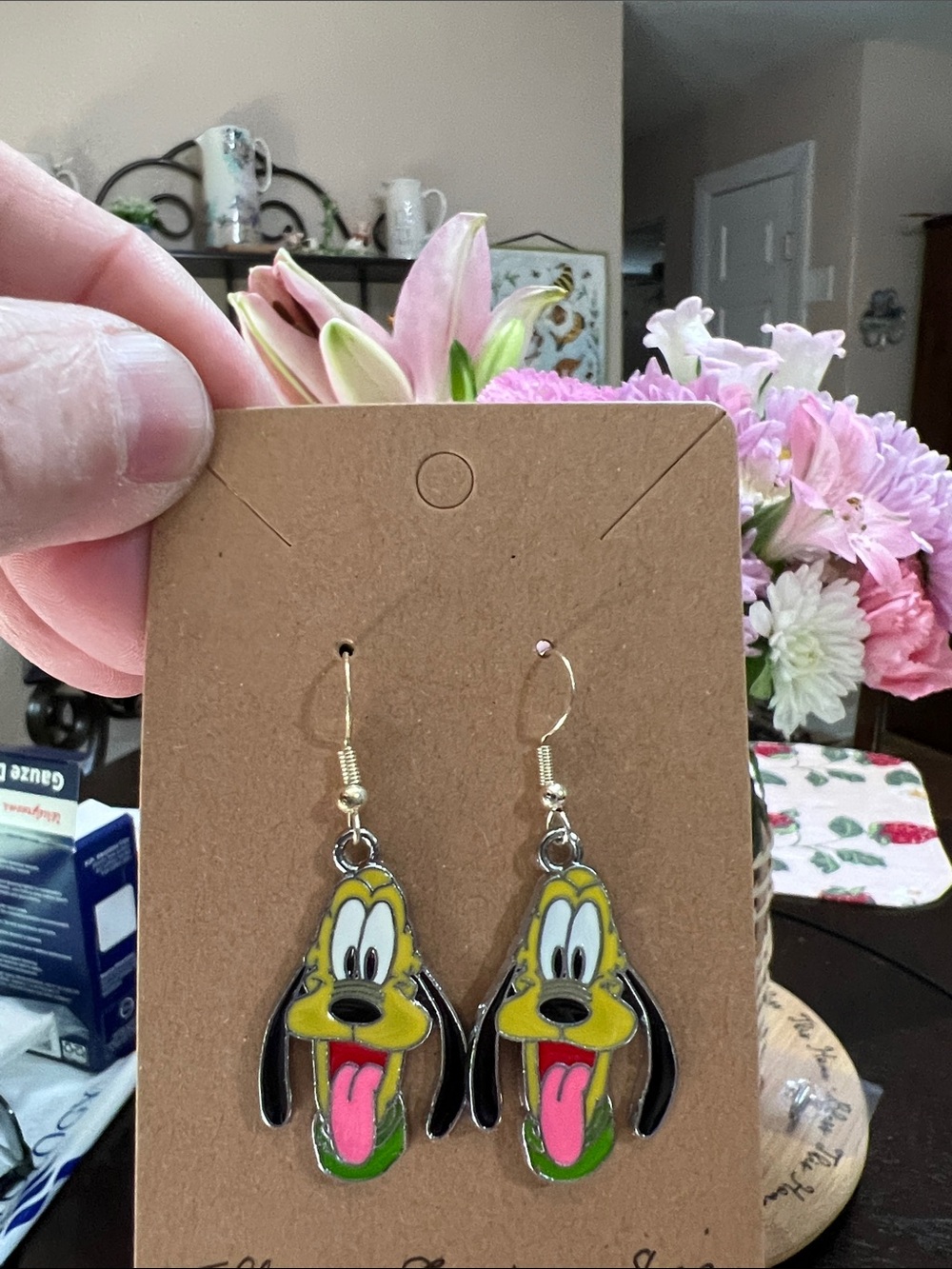 New Disney Pluto Enamel Drop Earrings — Yellow, Black, Pink, Green